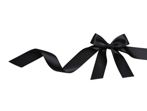 Black Friday Wavy Matte Black Ribbon with Bow Isolated on Transparent