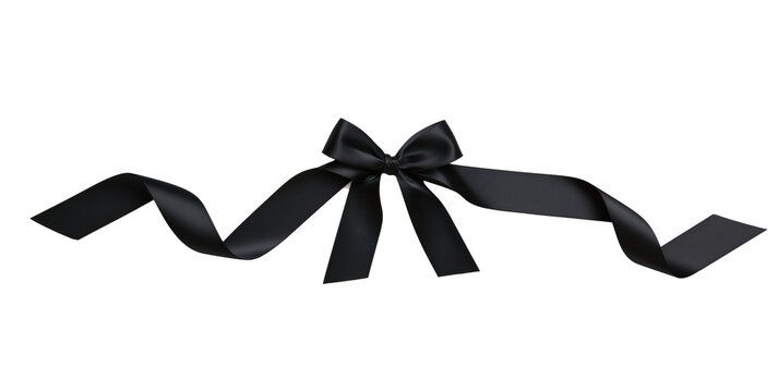 Black Friday Wavy Matte Black Ribbon with Bow Isolated on Transparent