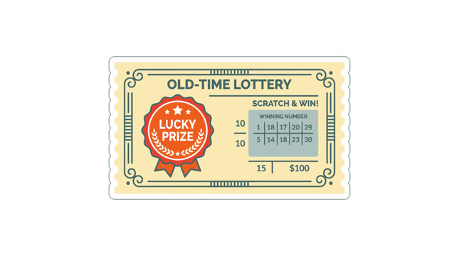 Vintage Lottery Ticket Scratch Card Isolated Transparent Background