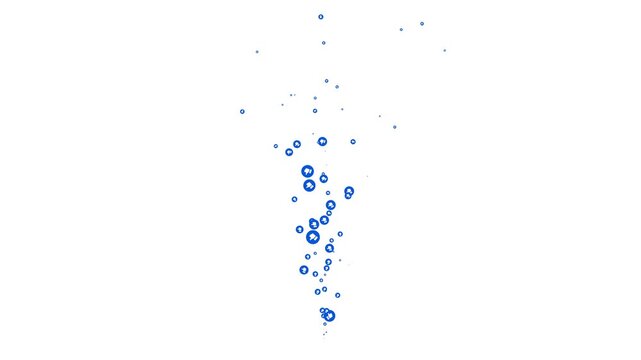 Blue thumbs up and like reaction icons floating upward as animated bubbles on clean white background in 4K