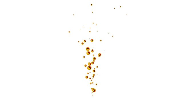 Rolling on the floor laughing emoji bubbles floating upward on clean white background in 4K