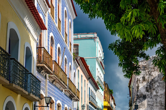 Traditional old houses typical of the city of Sao Luis, the capital of Maranhao.