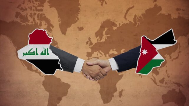 High Quality Animation Featuring Handshake of Jordan and Iraq
