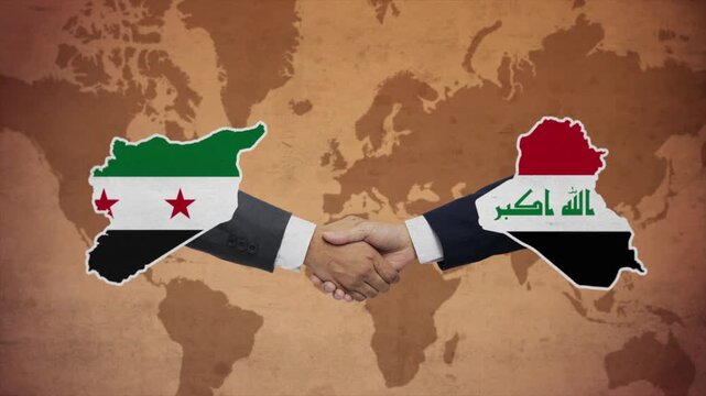 High Quality Animation Featuring Handshake of Syria and Iraq
