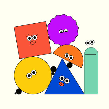 Colorful Geometric Shape Characters &ndash; Playful Abstract Illustration
