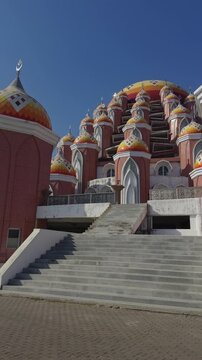 Colorful domes of kubah 99 mosque in makassar