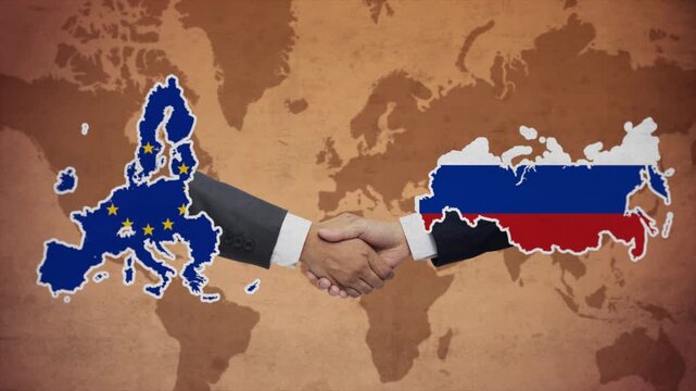 High Quality Animation Featuring Handshake of EU and Russia
