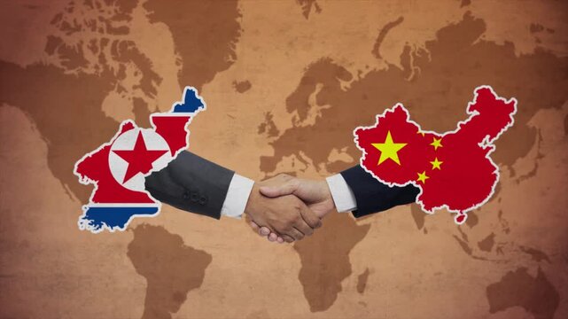 High Quality Animation Featuring Handshake of China and North Korea