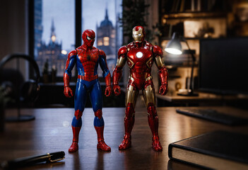 Fototapeta premium Iron Man And Spider-Man Marvel Comics Collectible Figures, London - 08/2026