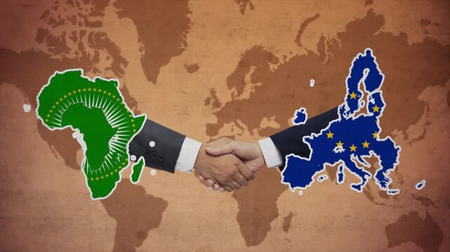 High Quality Animation Featuring Handshake of EU and AU