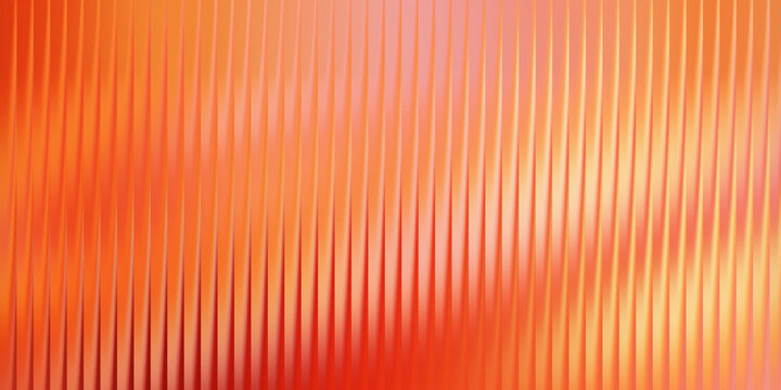 3d rendering, abstract orange red vertical lines background with ribbed corrugated texture
