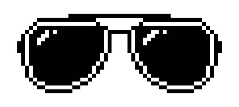 Pixel aviator sunglasses: Black and white pixel aviator sunglasses pixel 8-bit