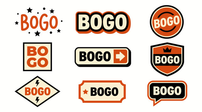 This image contains a variety of eye-catching BOGO icons designed to attract customers, enhance promotional sales campaigns, and reinforce value-focused shopping experiences.