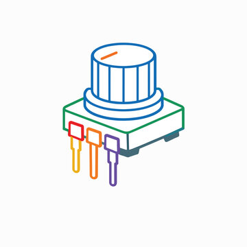 Colorful potentiometer icon with circuit connections