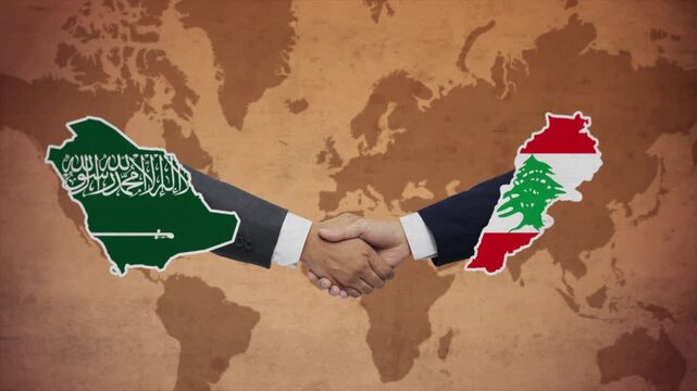 High Quality Animation Featuring Handshake of Saudi Arabia and Lebanon
