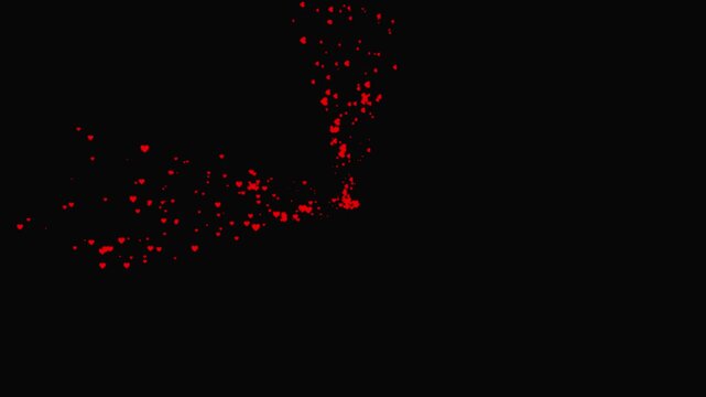 Luxury white glitter circle trail with twinkling stars, glowing sparkle particles, doodle light effects, romantic heart shapes and seamless valentine love animation on black background
