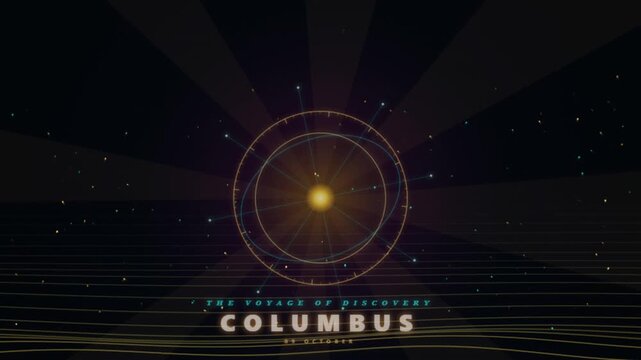 Columbus Day Voyage of Discovery Celestial Navigation Grid 4K Motion Video