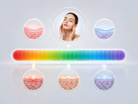 Abstract aesthetic skin pH levels scale chart from acidic to alkaline