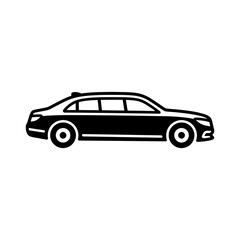 Fototapeta premium Minimalist Side View Limousine Icon Representing Luxury Transportation and Executive Chauffeur Services for Business or Event Travel on White Background Vector limousine, limo, car, vehicle