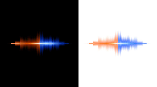 Visualizing sound waves a dichotomy of light and dark backgrounds with colorful spectrums. vector illustration on transparent background.