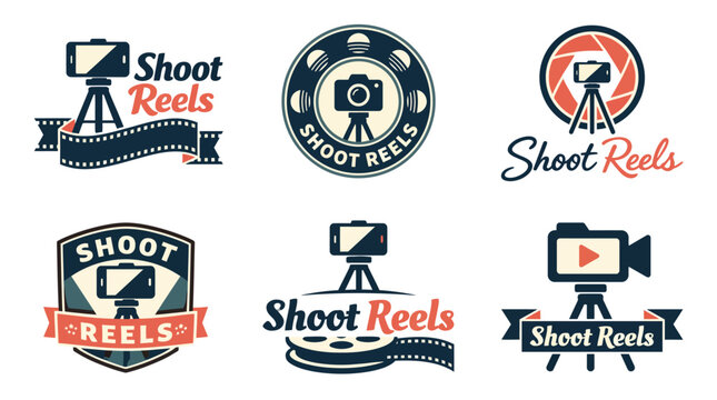 Explore a collection of artistic logos themed around shooting reels, highlighting creativity and video production elements essential for filmmakers and content creators.