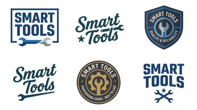A selection of smart tools logos that convey quality, reliability, and professionalism, ideal for companies in the tools and equipment industry.