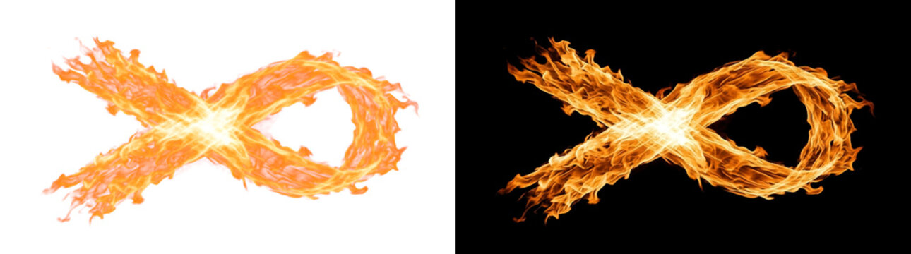 Blazing Fire Awareness Ribbon Loop Overlay with Realistic Luminous Flames and Genuine Alpha Transparency