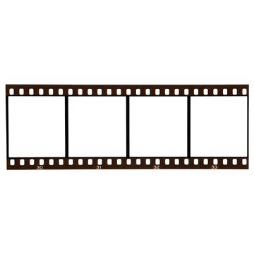 Old vintage film strip with four empty frames for photography