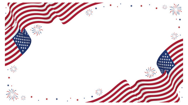 Patriotic flag stripe corner background design with blank space for Veterans Day text overlays and greeting card templates