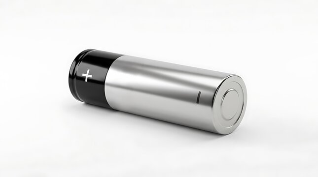 Single lithium ion rechargeable battery isolated on white background for technology concepts