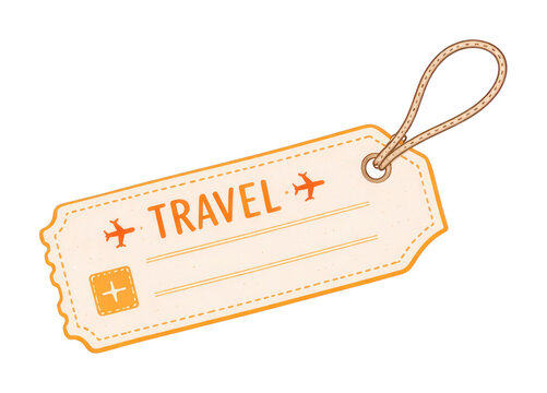 PNG Vintage travel luggage tag illustration.