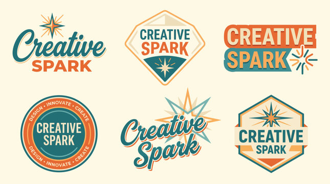 This image displays various logos with the theme of creativity and innovation, using vibrant designs to signify inspiration and the spark of new ideas in artistic endeavors.