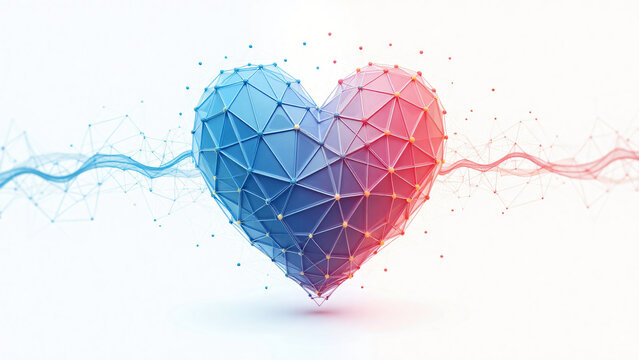 Digital Heart With Coral Red Energy For Marketing Materials