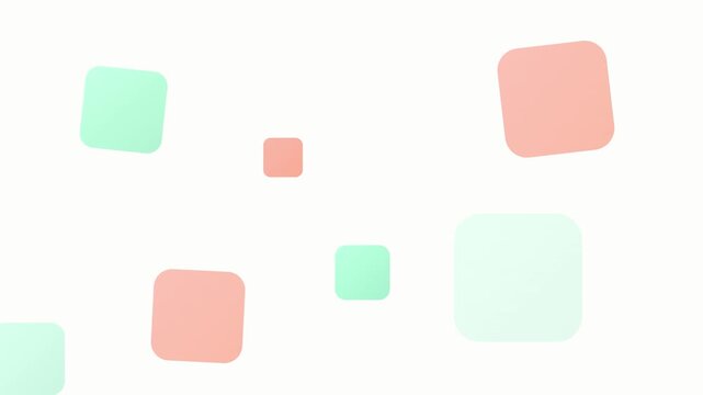 clean pastel mint coral soft square bokeh animation