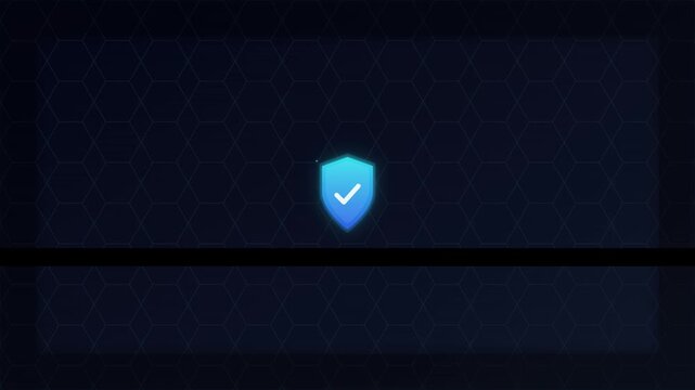 clean tech security shield hex grid animation