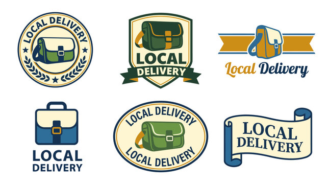 A well-crafted selection of badges and logos emphasizing 'Local Delivery', ideal for businesses wanting to promote community services and local engagement.