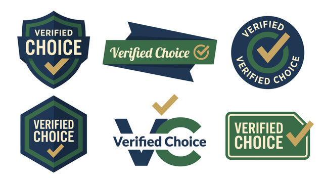 A collection of verified choice logos symbolizing trust and reliability, ideal for brands wanting to instill confidence in their customers and stakeholders.