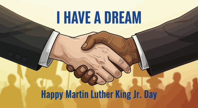 A seamless pattern martin luther king jr day handshake illustration