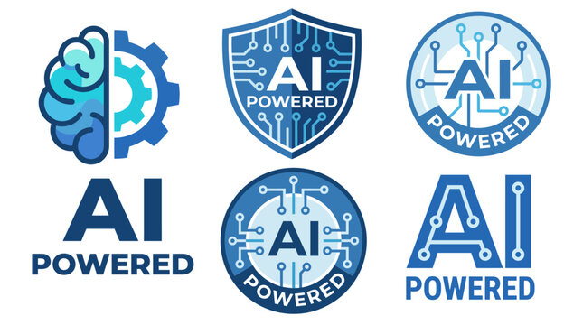 An array of modern AI-powered logos focusing on technology, with elements that symbolize intelligence, innovation, and the future of artificial intelligence.
