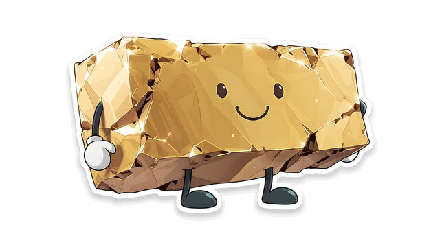 Gold Bar Mascot Cute Wealth Savings Finance Business Gold Brick Vector Illustration