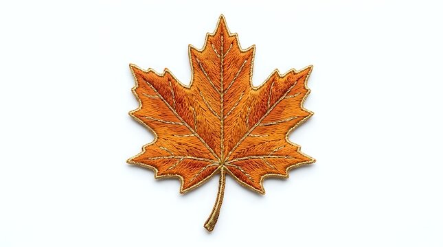 Vibrant orange maple leaf with detailed veins and stem