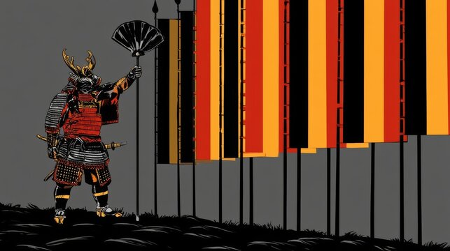 Bold Wide Comic Art of Armored General War Fan Banner Hilltop