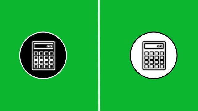 Calculator icon animation with dynamic morphing motion on green screen background.