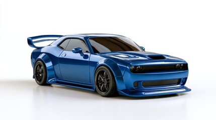 Fototapeta premium Die-Cast Toy Super Sports Car Miniature Blue Flared Arch 3D Model