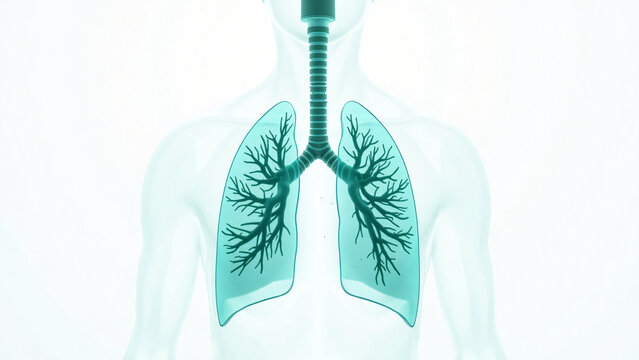 Wireframe Lung With Airflow Visualization For Medical Illustration