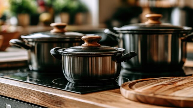 Homemade meal preparation. Kitchen bustle with food preparation. Energetic cooking session in lively household environment. Preparing delicious dishes amidst vibrant kitchen activities at home