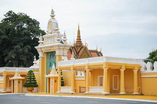 Ornate golden Khmer-style temple architecture
