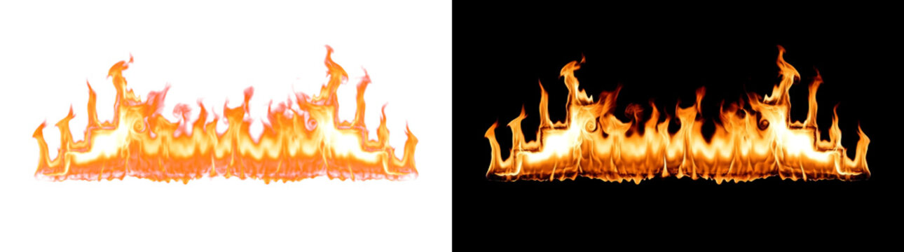 Molten fire divider with stepped ends transparent design element