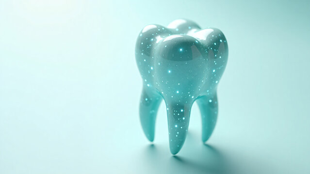 Dental Mesh With Blue Data Points Tech Medical Illustration