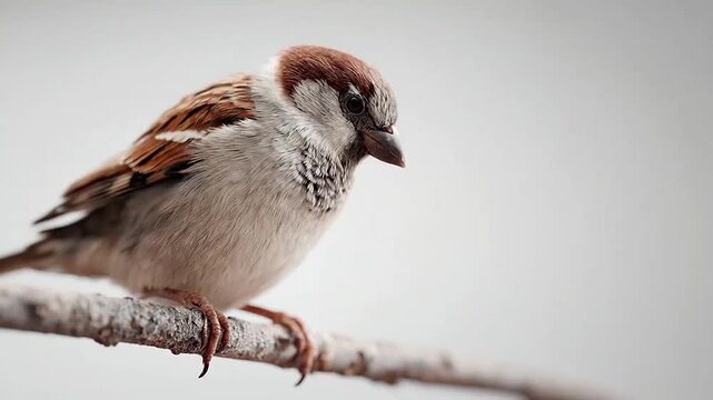 Small bird perched on a thin winter branch.